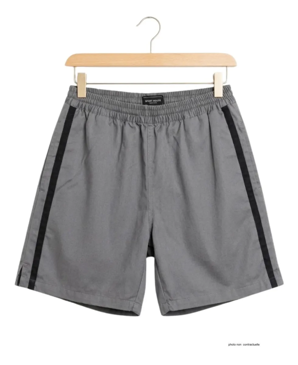 Short CHALLENGER 8L | Short homme élastiqué gris noir coton