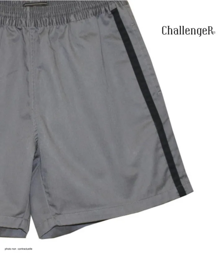 Short CHALLENGER 8L | Short homme élastiqué gris noir coton