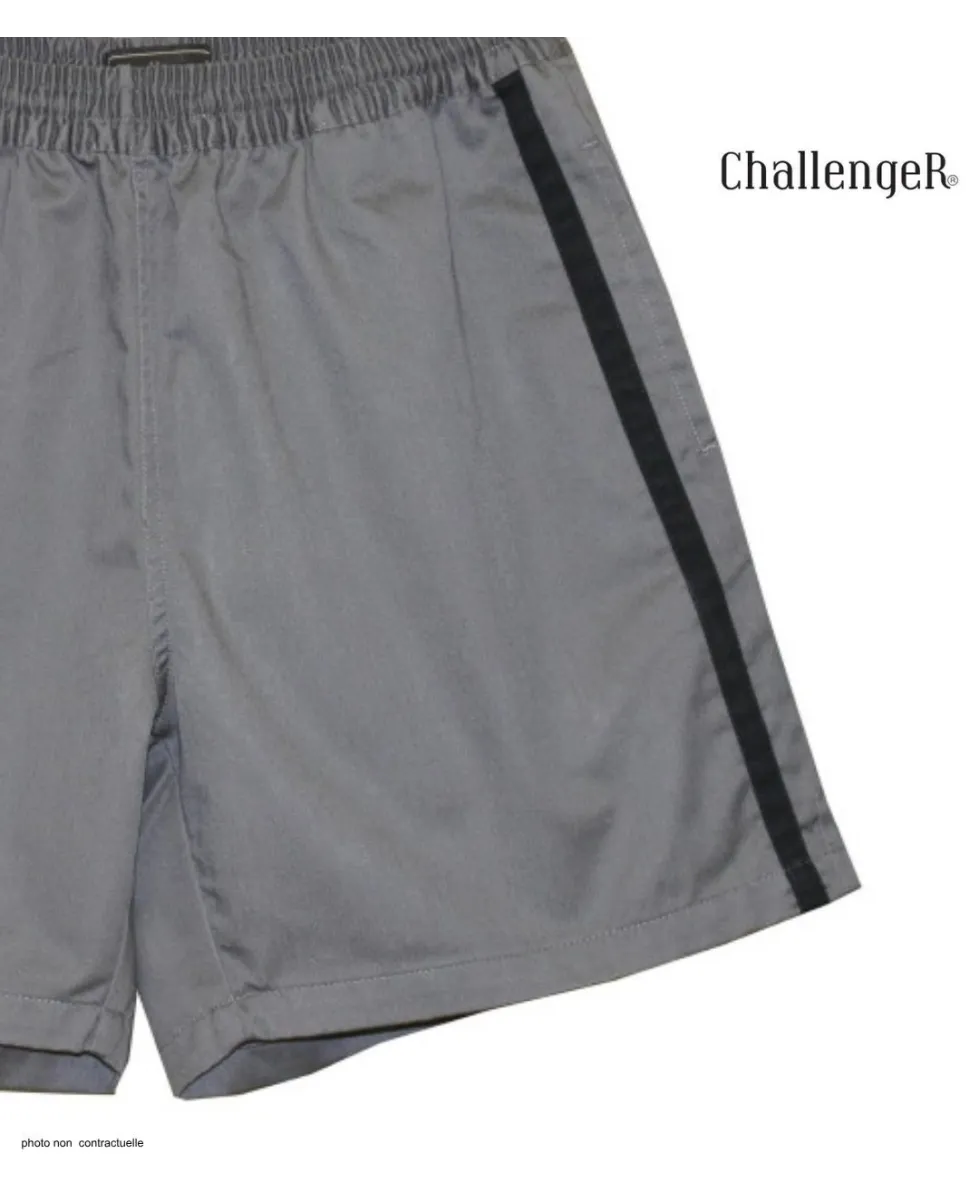 Short CHALLENGER 8L | Short homme élastiqué gris noir coton