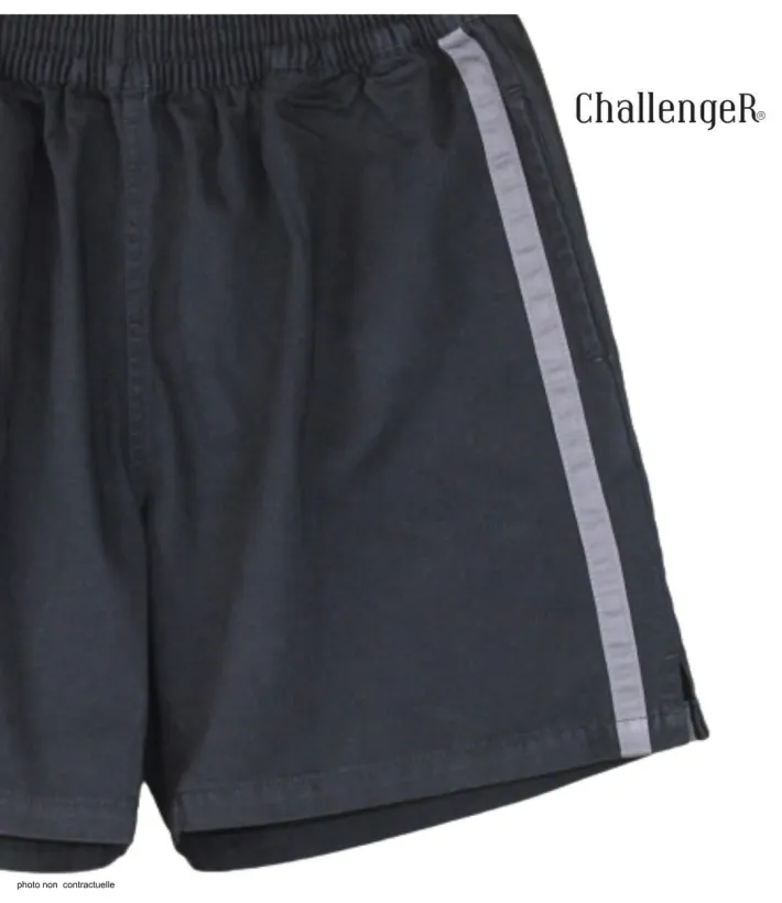 Short CHALLENGER 8L | Short homme élastiqué noir gris coton