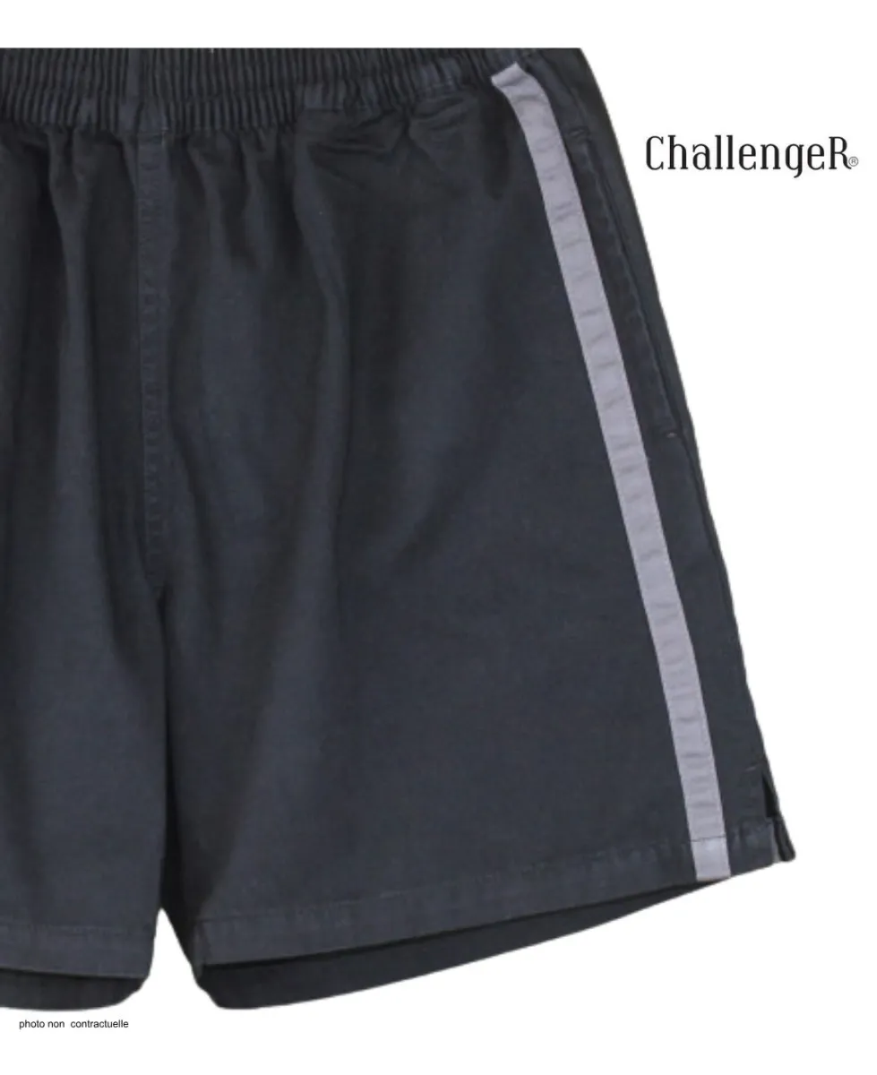 Short CHALLENGER 8L | Short homme élastiqué noir gris coton
