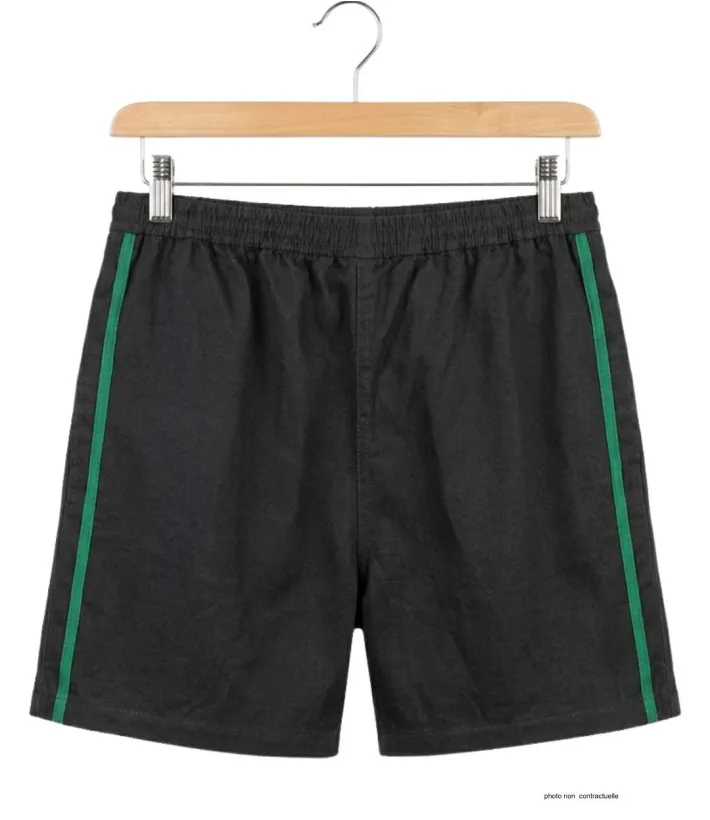 Short CHALLENGER 8L | Short homme élastiqué noir bande verte