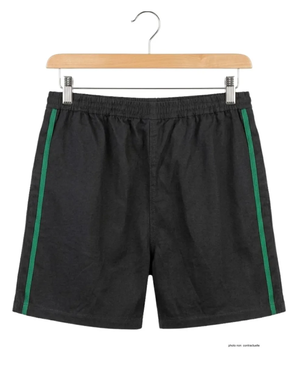Short CHALLENGER 8L | Short homme élastiqué noir bande verte