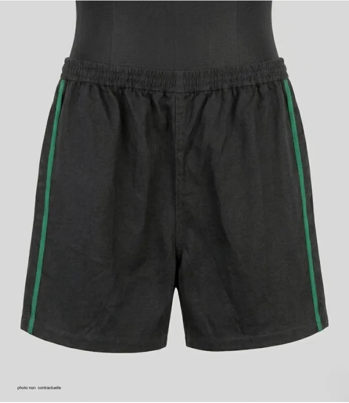 Short CHALLENGER 8L | Short homme élastiqué noir bande verte