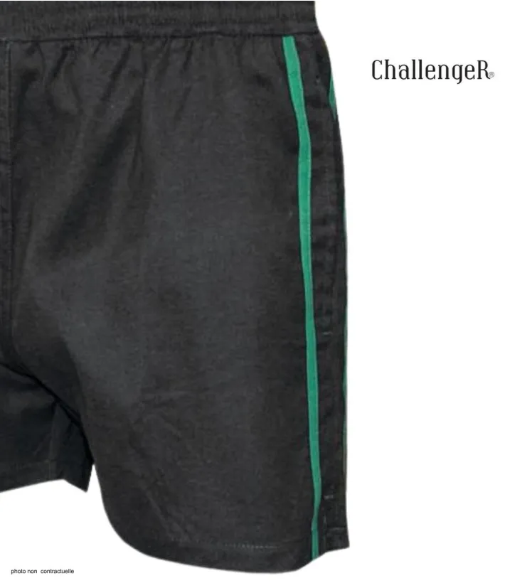 Short CHALLENGER 8L | Short homme élastiqué noir bande verte