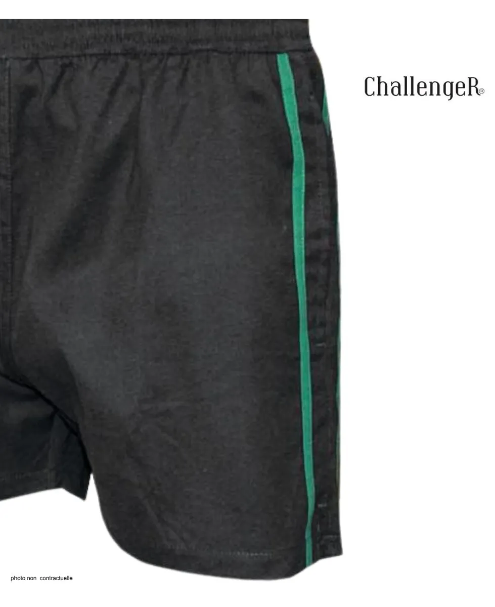 Short CHALLENGER 8L | Short homme élastiqué noir bande verte
