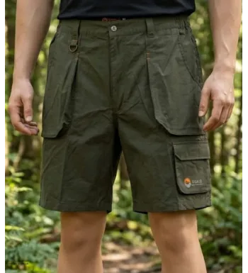 Short de randonnée technique pour homme de la marque OGALO modèle SE9012 de couleur taupe avec poches cargo latérales.