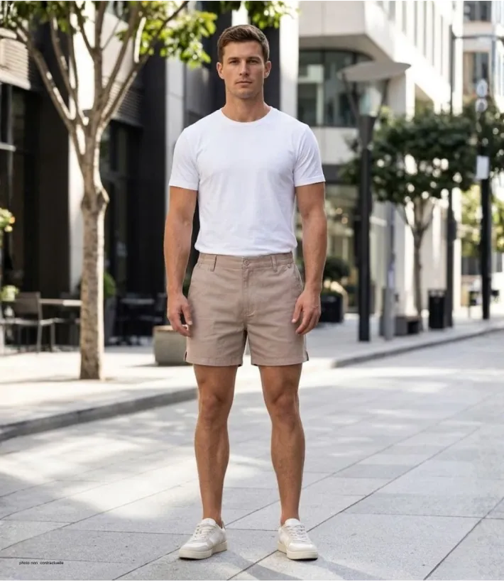 Short CHALLENGER BANJO1 | Short homme semi-élastique beige coton