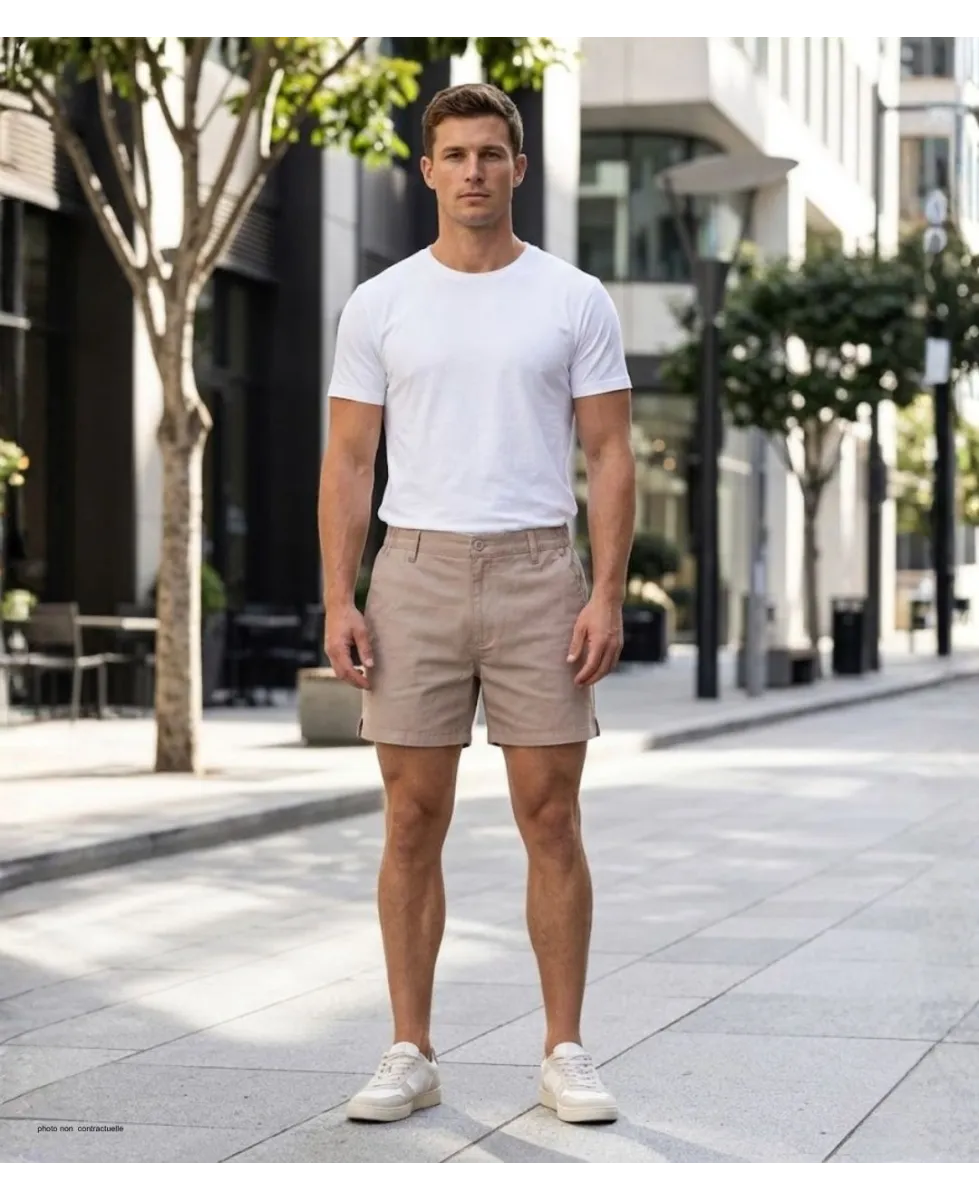 Short CHALLENGER BANJO1 | Short homme semi-élastique beige coton