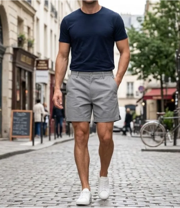 Short CHALLENGER BANJO2 | Short homme semi-élastique gris twill