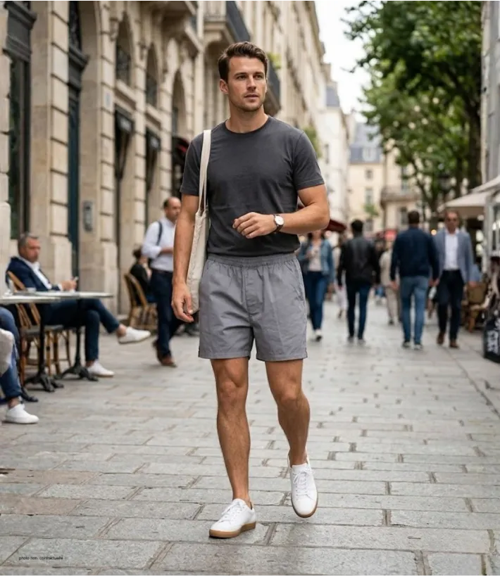 Short CHALLENGER BIVOUAC2 | Short homme élastique gris twill
