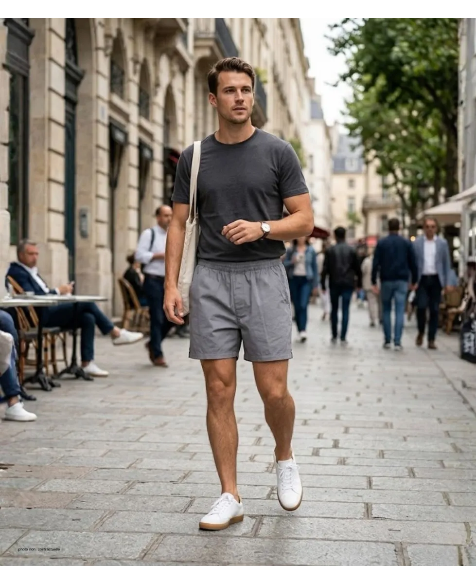 Short CHALLENGER BIVOUAC2 | Short homme élastique gris twill