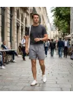 Short CHALLENGER BIVOUAC2 | Short homme élastique gris twill