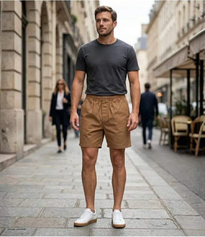 Short CHALLENGER BIVOUAC3 | Short homme élastique camel marron