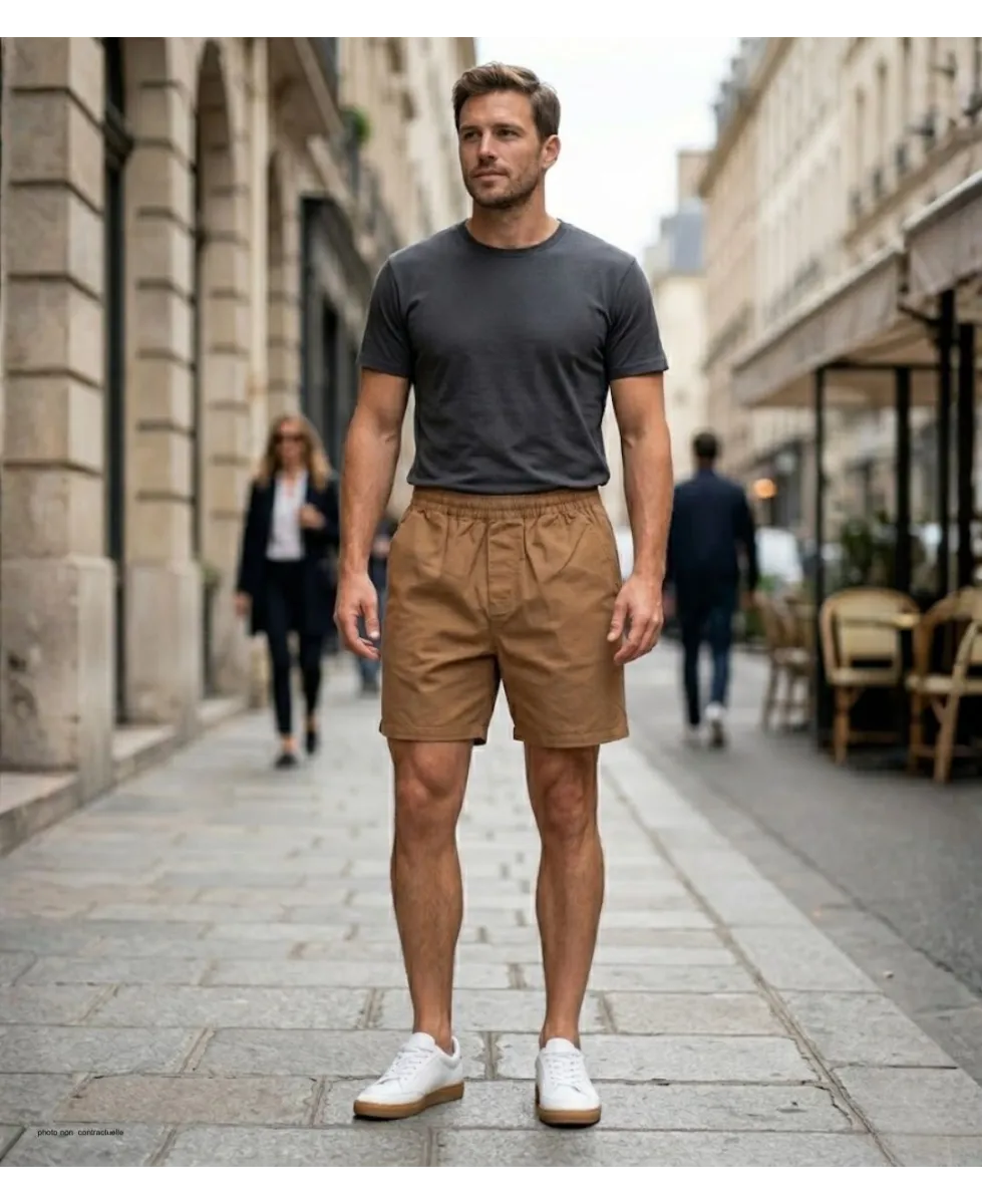 Short CHALLENGER BIVOUAC3 | Short homme élastique camel marron