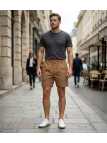 Short CHALLENGER BIVOUAC3 | Short homme élastique camel marron
