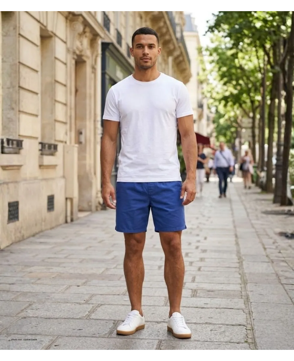 Short CHALLENGER BIVOUAC6 | Short homme élastique bleu coton