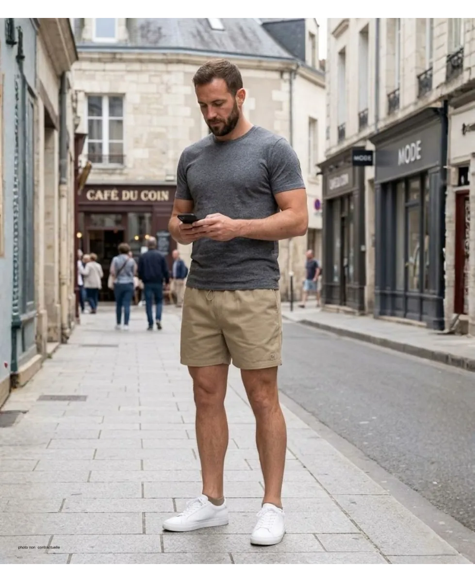 Short CHALLENGER 710095U001 | Short homme 3 poches beige coton