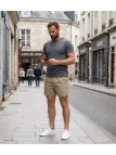 Short CHALLENGER 710095U001 | Short homme 3 poches beige coton