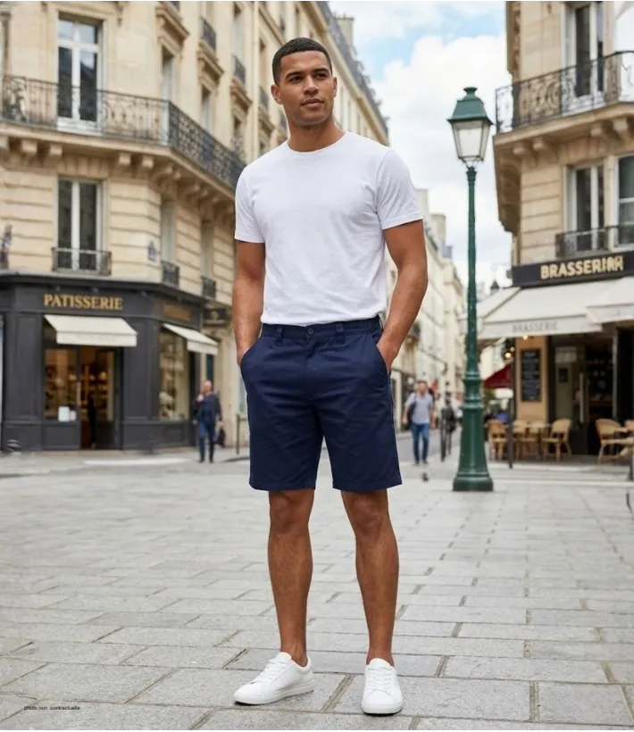 Short homme Mayflower 710096U002 classique bleu marine élastique
