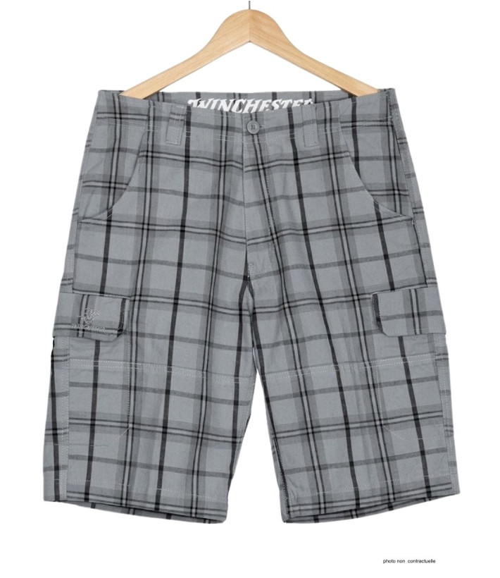 Bermuda homme Winchester INTACT3 à carreaux en coton gris