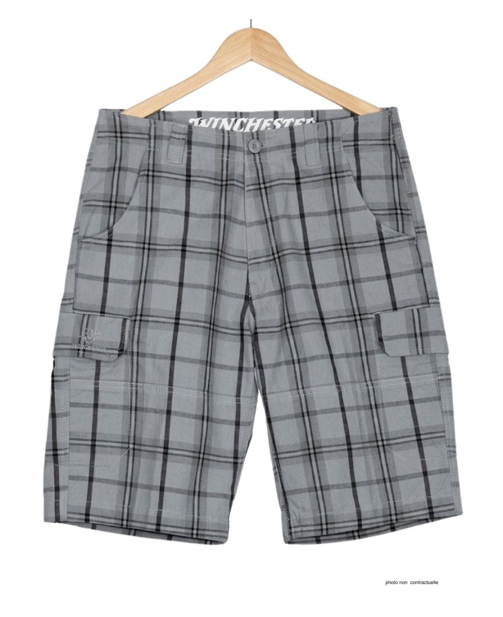Bermuda homme Winchester INTACT3 à carreaux en coton gris