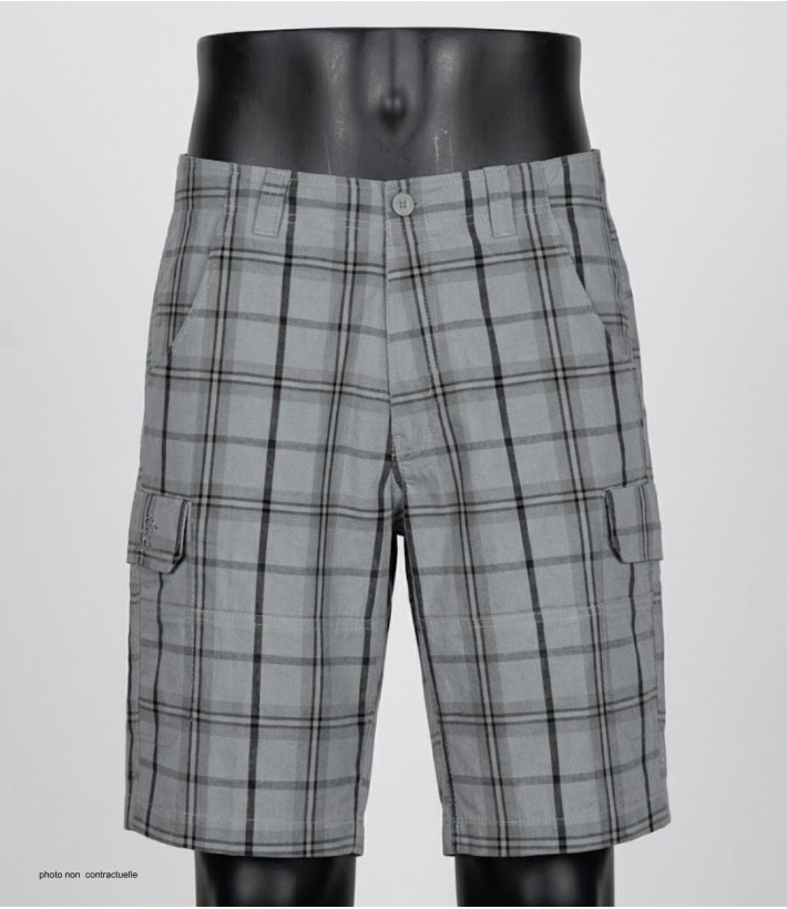 Bermuda homme Winchester INTACT3 à carreaux en coton gris