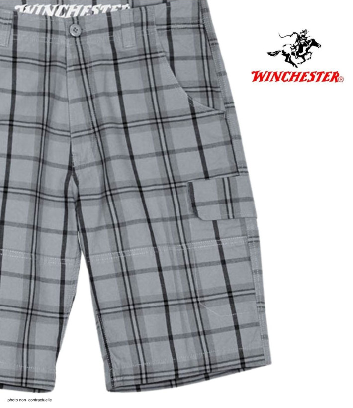 Bermuda homme Winchester INTACT3 à carreaux en coton gris