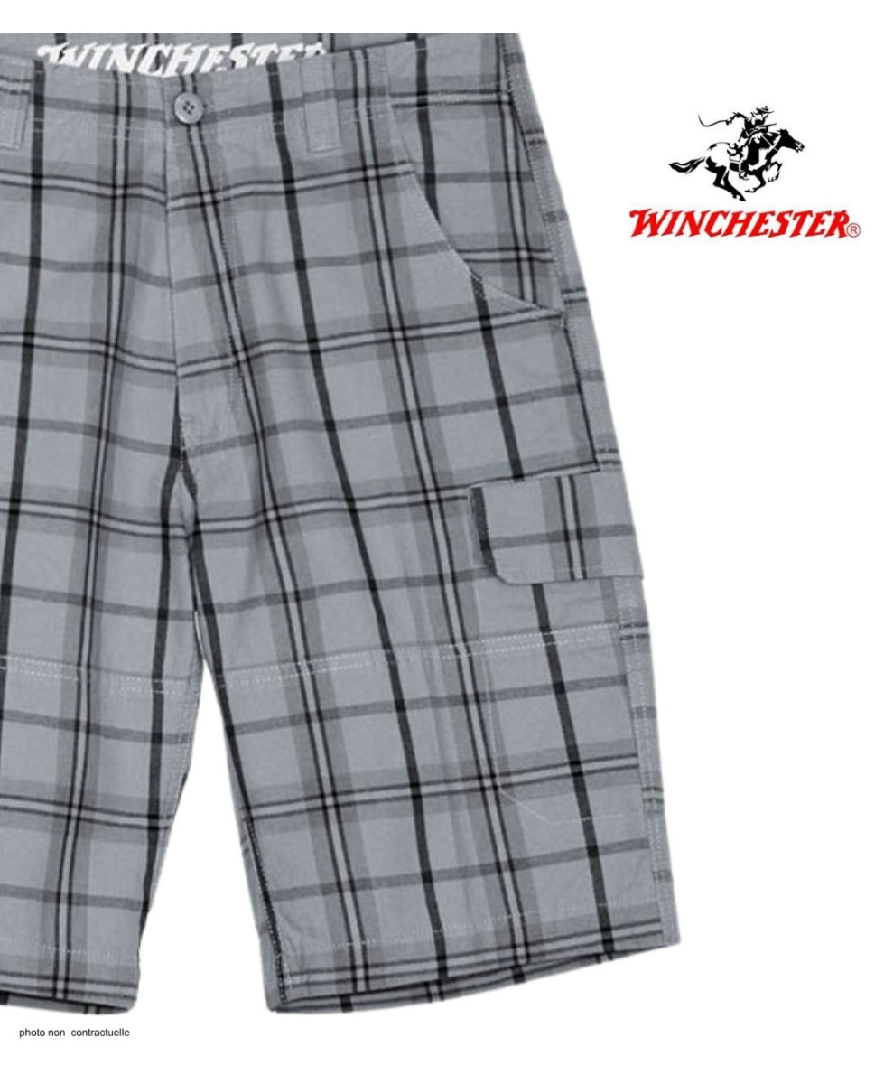 Bermuda homme Winchester INTACT3 à carreaux en coton gris