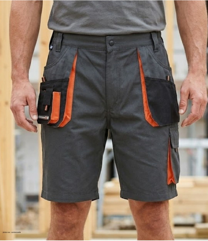Bermuda de travail homme Terratrend 3231GN gris noir orange