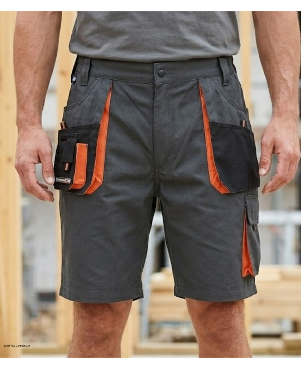 Bermuda de travail homme Terratrend 3231GN gris noir orange