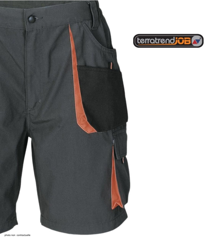 Bermuda de travail homme Terratrend 3231GN gris noir orange