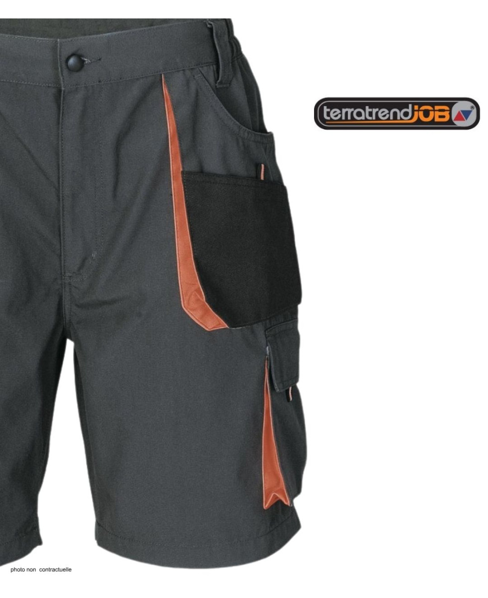 Bermuda de travail homme Terratrend 3231GN gris noir orange