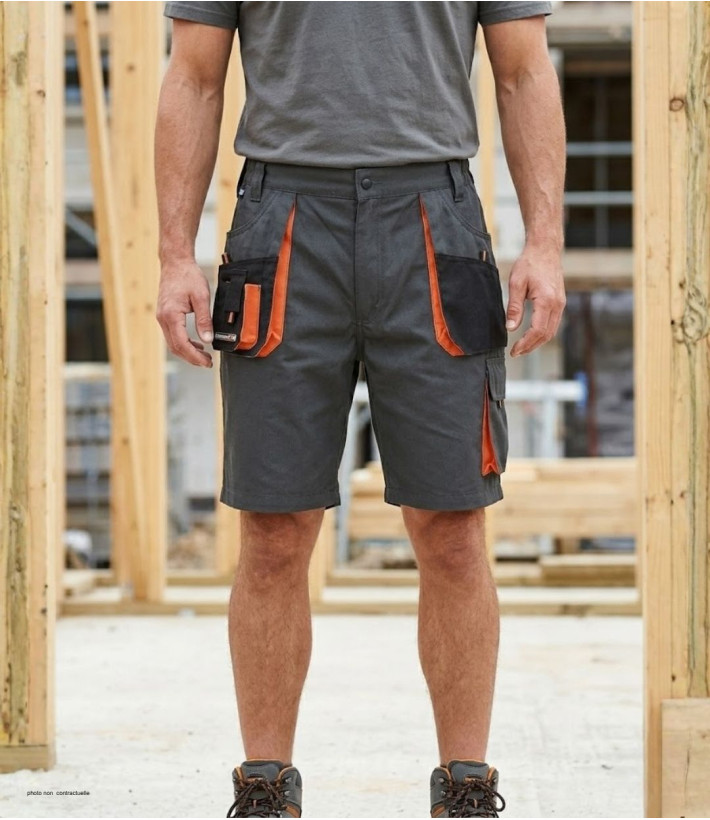 Bermuda de travail homme Terratrend 3231GN gris noir orange