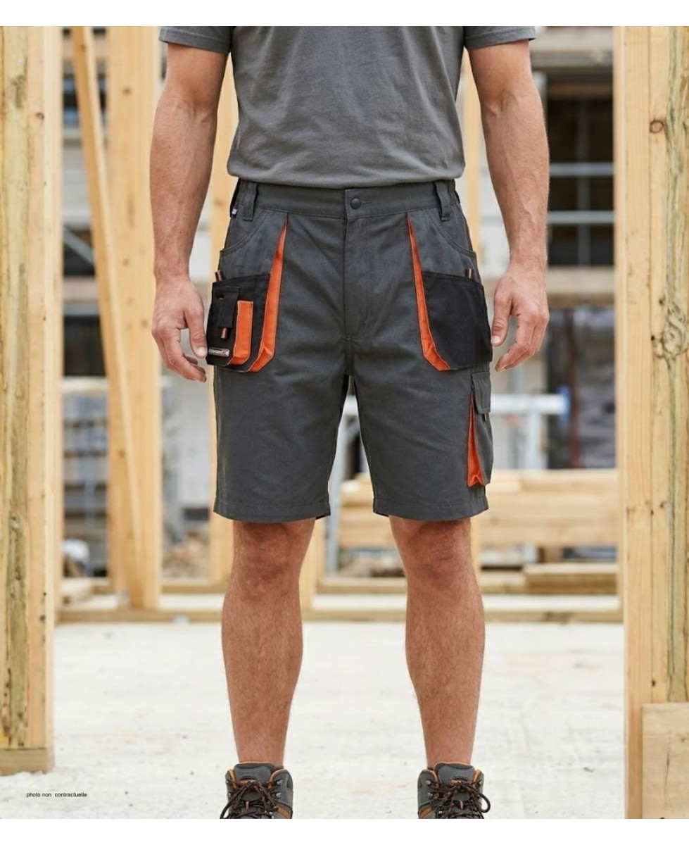 Bermuda de travail homme Terratrend 3231GN gris noir orange