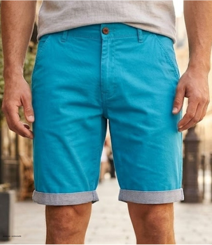 Bermuda uni avec revers CHALLENGER IBIZA1 - Short 100% coton bleu