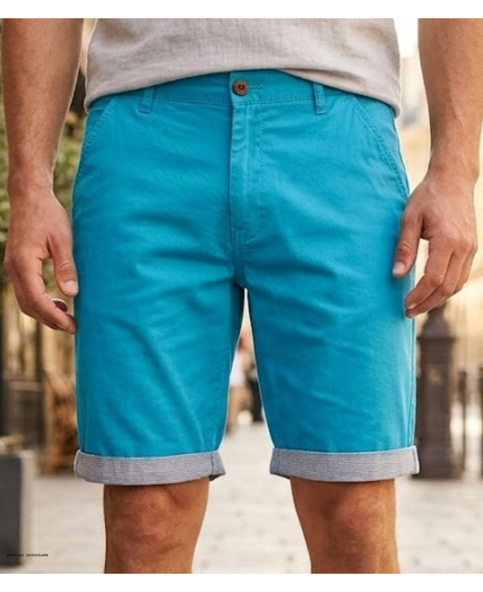 Bermuda uni avec revers CHALLENGER IBIZA1 - Short 100% coton bleu
