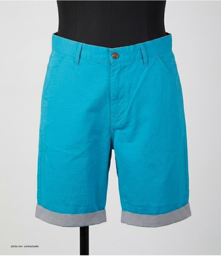 Bermuda uni avec revers CHALLENGER IBIZA1 - Short 100% coton bleu
