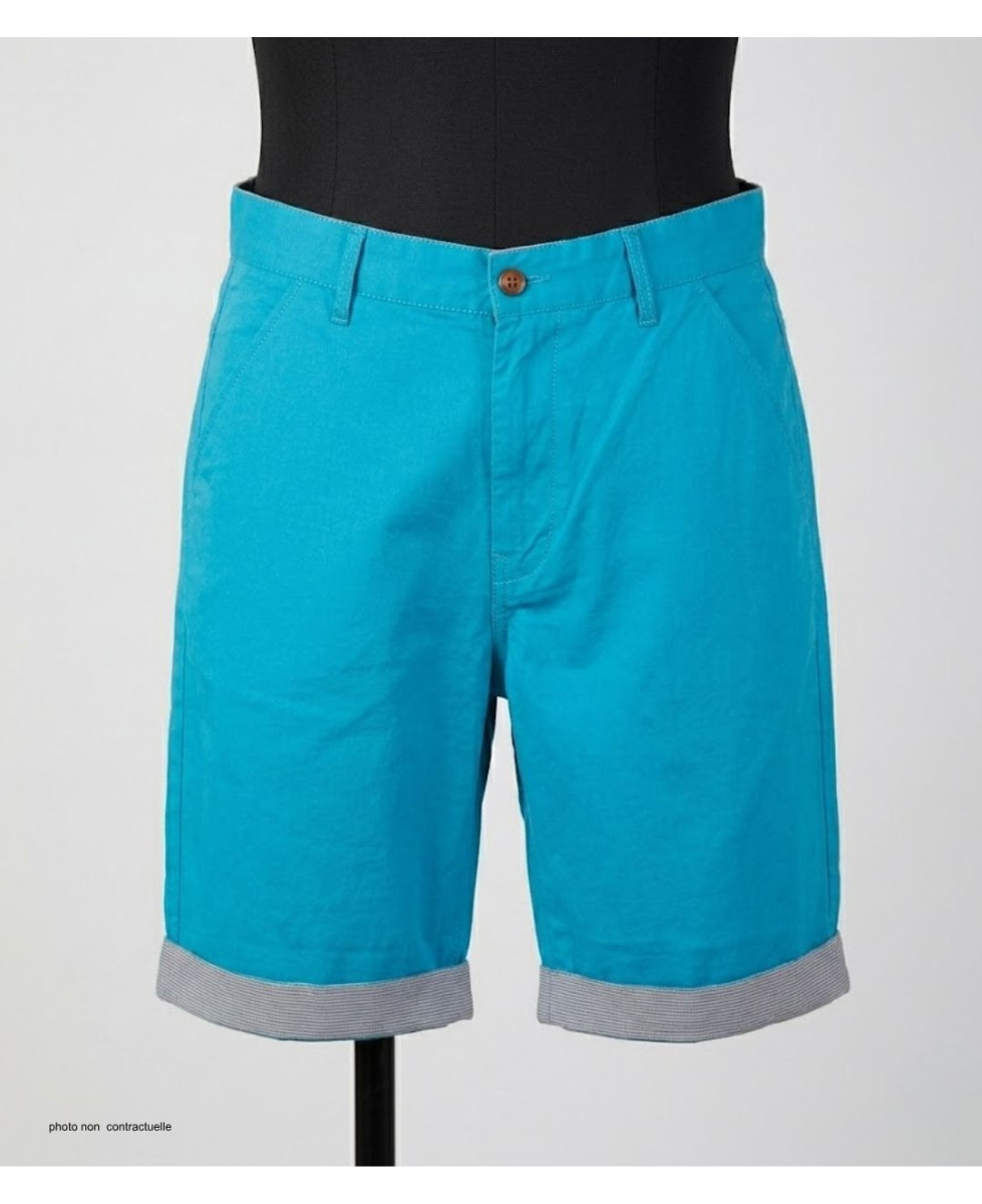 Bermuda uni avec revers CHALLENGER IBIZA1 - Short 100% coton bleu