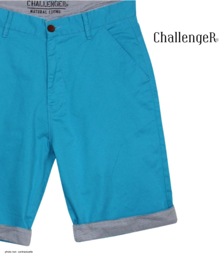 Bermuda uni avec revers CHALLENGER IBIZA1 - Short 100% coton bleu