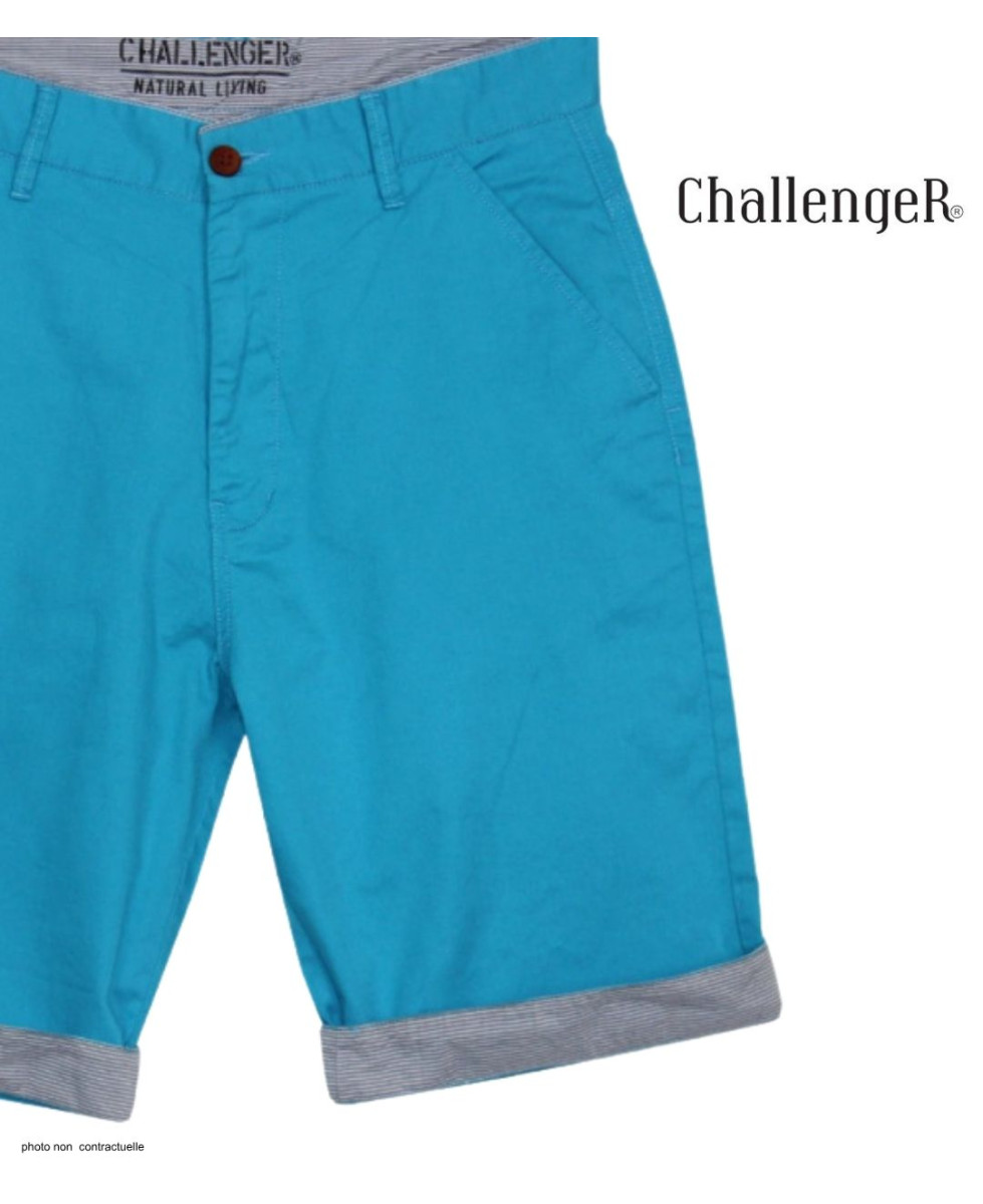 Bermuda uni avec revers CHALLENGER IBIZA1 - Short 100% coton bleu