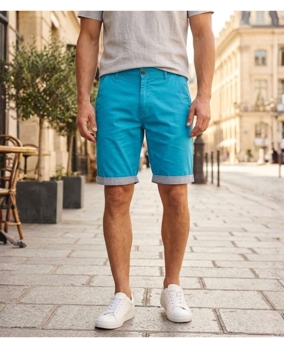 Bermuda uni avec revers CHALLENGER IBIZA1 - Short 100% coton bleu