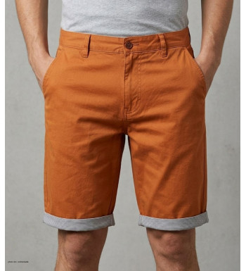 Bermuda uni en coton pour homme de la marque CHALLENGER modèle IBIZA2 coloris orange de face avec finitions revers contrastés.