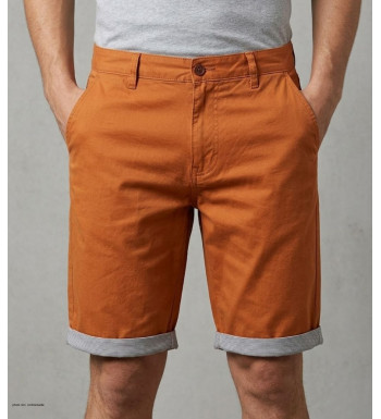 Bermuda uni en coton pour homme de la marque CHALLENGER modèle IBIZA2 coloris orange de face avec finitions revers contrastés.
