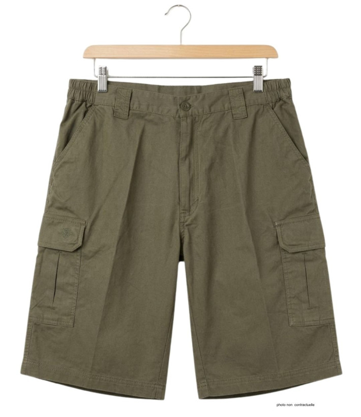Bermuda cargo multipoches CHALLENGER ICARE - Short coton canvas marron