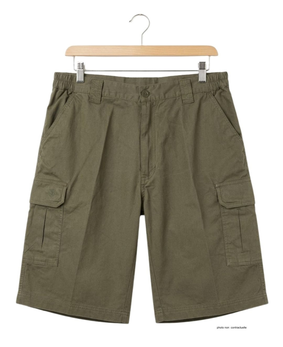 Bermuda cargo multipoches CHALLENGER ICARE - Short coton canvas marron