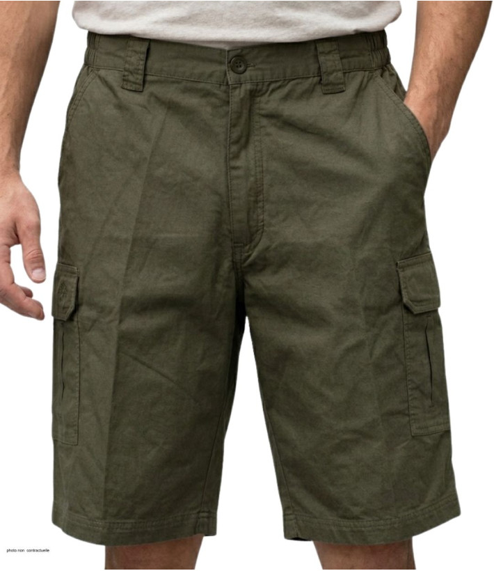Bermuda cargo multipoches CHALLENGER ICARE - Short coton canvas marron