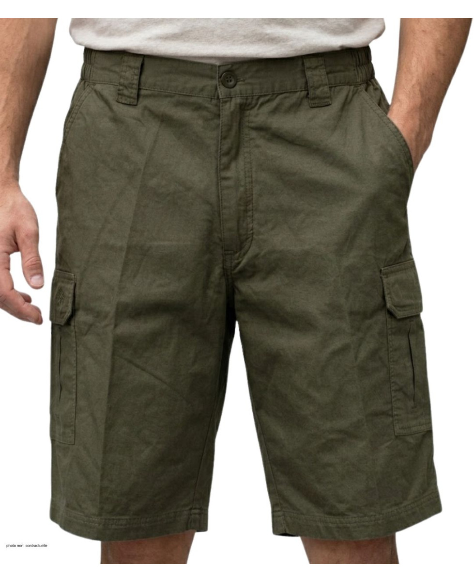 Bermuda cargo multipoches CHALLENGER ICARE - Short coton canvas marron