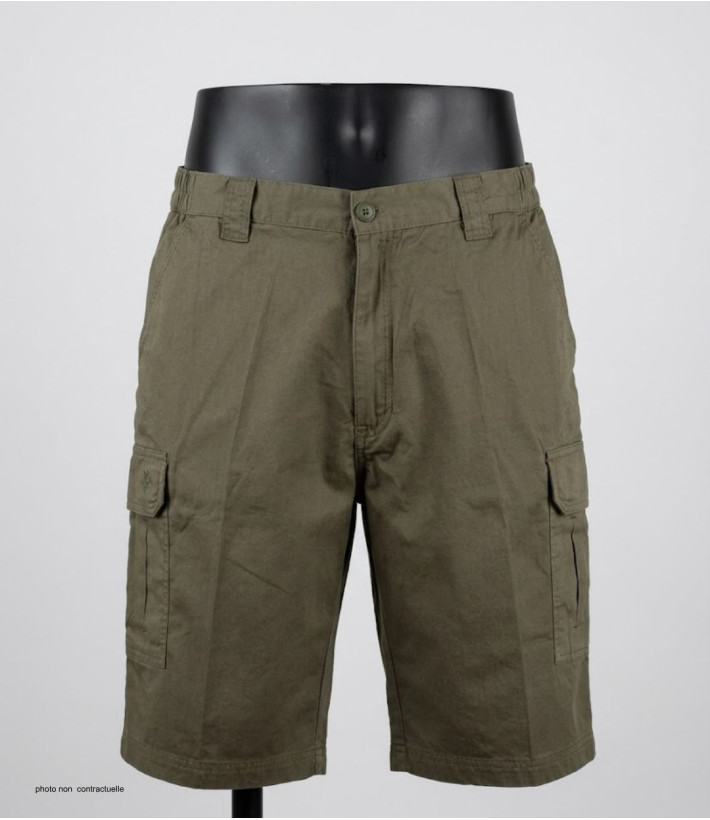 Bermuda cargo multipoches CHALLENGER ICARE - Short coton canvas marron