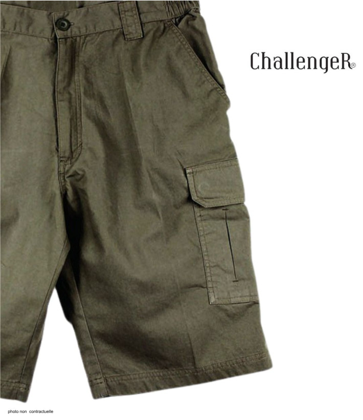 Bermuda cargo multipoches CHALLENGER ICARE - Short coton canvas marron